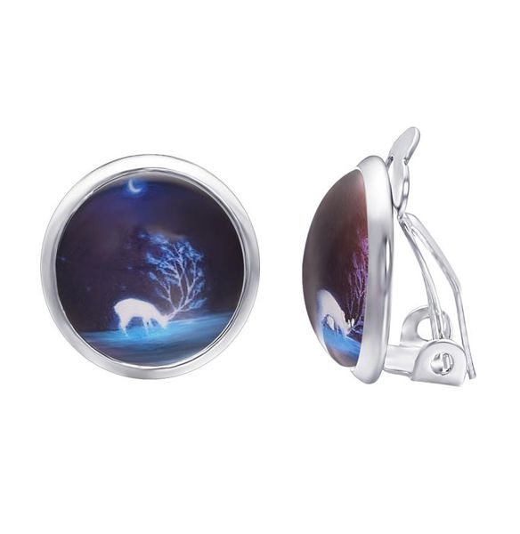 

yoursfs 2 pairsset women fashion jewelry luminous glass stainless steel ear clip earrings 18k gold plated6643662, Silver