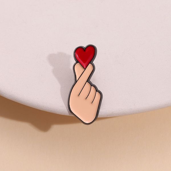 

finger to heart enamel brooch creative and cute cartoon alloy pin for couples gift love brooch badge jewelry unique sturdy bag decoration ch, Blue
