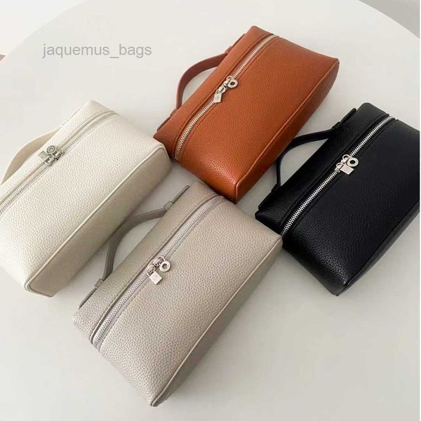 

mens luxury loro piana extra pocket l19 clutch bag womens wallets genuine leather cosmetic trunk box bags tote handbag crossbody bag designe
