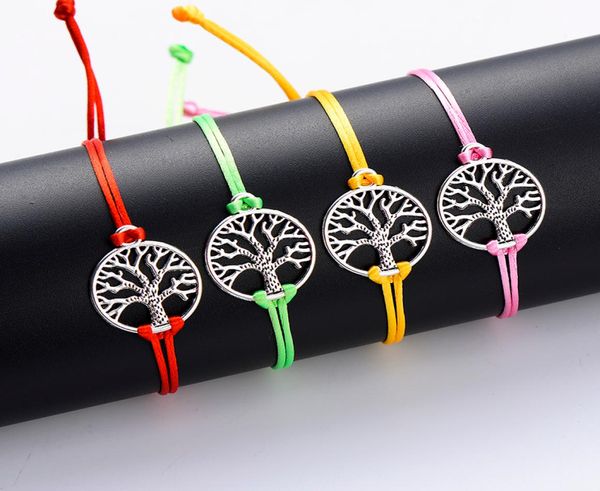 

vintage silver life tree charm bracelets for women men kids simple red string braided bracelet couple diy jewelry gift5846143, Golden;silver