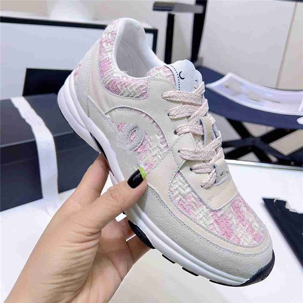 

design bowling shoes 2023 channel fashionable men and women leather canvas letter casual outdoor sports running shoes 06-011, Black