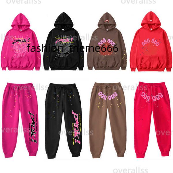 

spider hoodies designer mens pullover red sp5der young thug 555555 angel hoodies men womens purple pink hoodie embroidered spider web sweats, Black