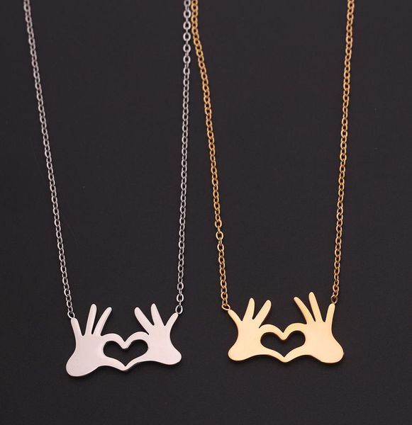 

stainless steel silver gold palm hollow heart pendant necklace chain family friend women girl lover charm wedding jewelry gift8403620