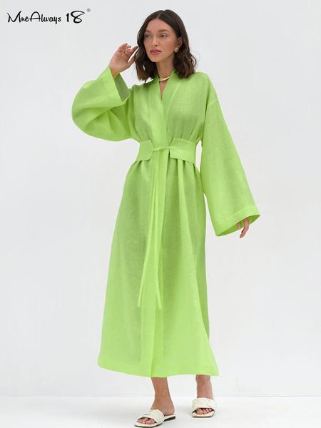 

pants mnealways18 cotton linen long green summer dresses woman belt notched office women dress aline elegant split dress robe femme, White