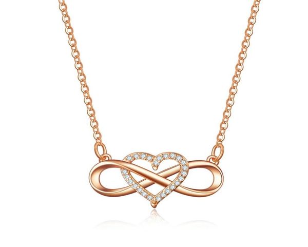 

fashion creative link love heart micro set series pendant necklace infinity heart zirconplated rose gold necklace1740838, Silver
