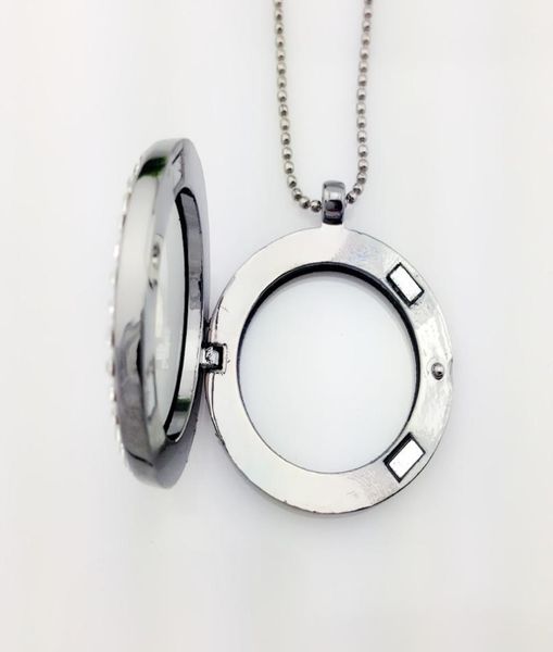 

charmful 4 colors floating locket pendant necklace women magnetic living memory glass floating charm locket with bead chains diy n6834921, Silver