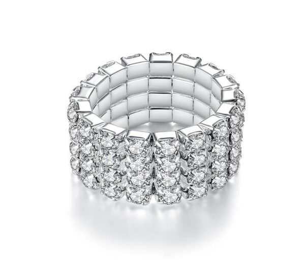 

2019 new 1 2 3 4 layer elastic crystal ring silver tennis rings for women wedding engagement jewelry8867192