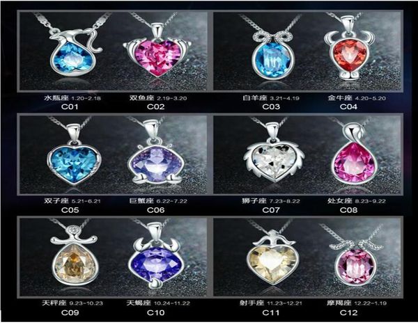 

crystal pendant necklaces for women gift fashion alloy necklace jewelry 12 constellations min order 12pcs can mix order g8335153, Silver
