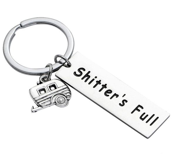 

12pc shitter 039s full stainless steel keyrings happy camper camping trailer charm pendant keychains women men friends party gi9840502, Slivery;golden