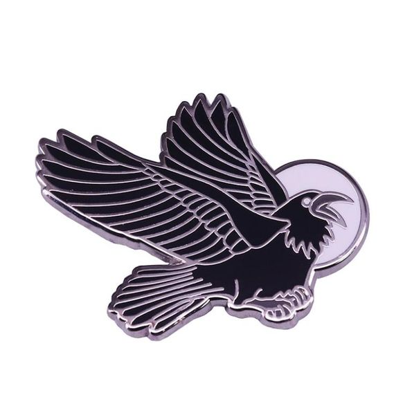 

black bird raven moon pin omen goth witchy decor0123457060171, Gray