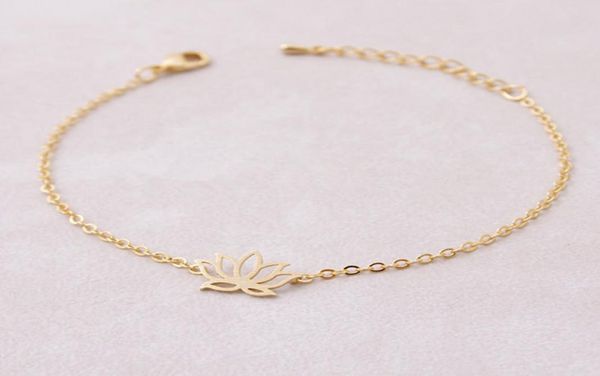 

fashion tibetan buddhism rose gold spiritual jewelry yoga lotus bracelets for women stainless steel flower leaf birthday gift1730082, Black