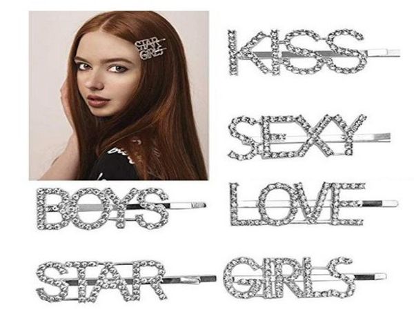 

letters hair pins headwear bling luxury crystal rhinestones clips for girls hair barrette tools hair accessories8846517, Golden;silver