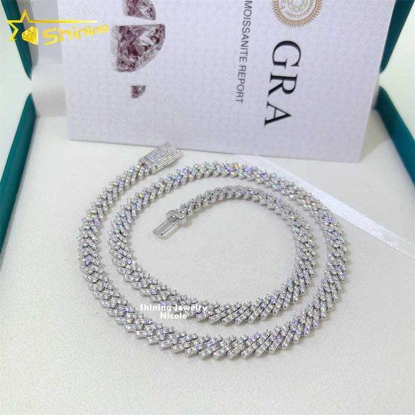 

wholesale sparkle hip hop iced out moissanite necklace 8mm sterling silver cuban link chain