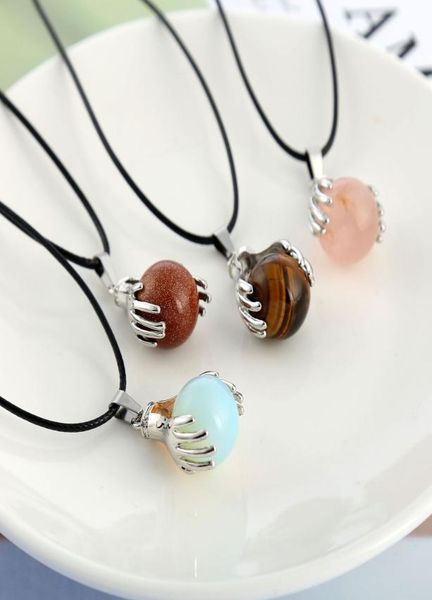 

reiki healing pink crystal pendant energy tiger eye quartz stone rope chain necklaces fashion women men jewelry whole4424183, Silver