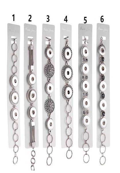 

10pcslot 18mm snap bangle three button bracelet retro silver ginger chunk cuff chain for women and men diy jewelry watches5454275, Black