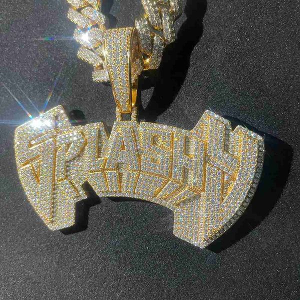 

2023 new ins hip hop full iced out s925 two-tone moissanite diamond letter customized with custom name pendant necklace, Silver