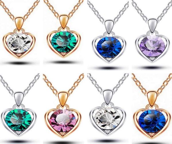 

fashionable austrian crystal heart pendant women039s alloy necklace dmfn095 with chain mix order pendant necklaces5297547, Silver