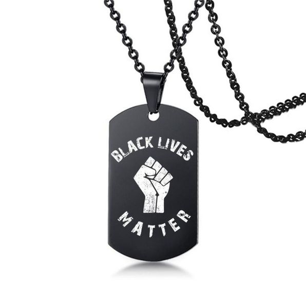 

black lives matter necklace hiphop stainless steel pendant necklace protest black military brand necklaces boy jewelry gifts3083683, Silver