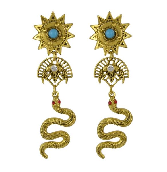 

2 colors trendy retro snake punk metal rhinestone party earrings5215430, Silver