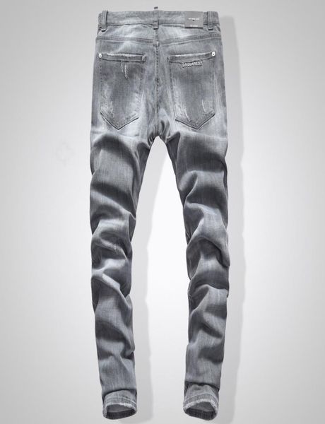 

2020 high street tide d2 mens jeans new trend washed low waist small feet holes narrow trousers d2 jeans europe and a3487573, Blue
