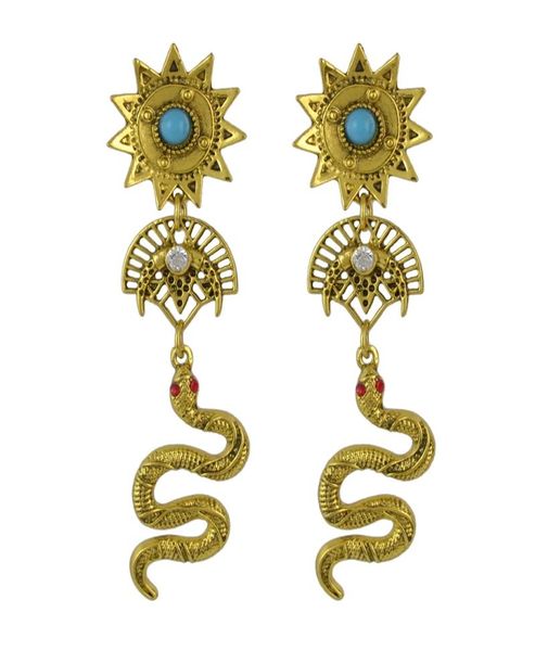 

2 colors trendy retro snake punk metal rhinestone party earrings5750324, Silver