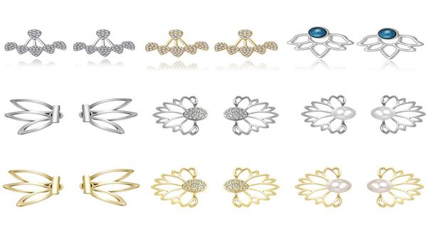 

turquoise crystal pearl lotus teardrop stud earring for women elegant silver gold plating earrings trendy party weddi6501885, Golden;silver