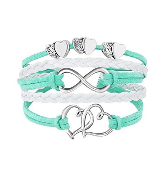 

infinity double heart charm bracelet weave leather wrap bracelets multilayer women fashion jewelry will and sandy9758949, Golden;silver