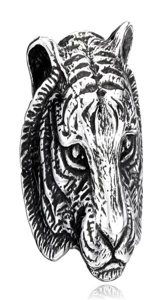 

men039039s fashion stainless steel steampunk gothic vintage tiger head ring retro cool biker punk rock rings black silver6589392, Silver