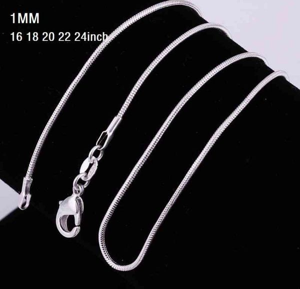 

1mm 1630inch 925 sterling silver snake chain necklace 925 stamped snake necklaces for women fashion jewelry discount 1pcs6758373