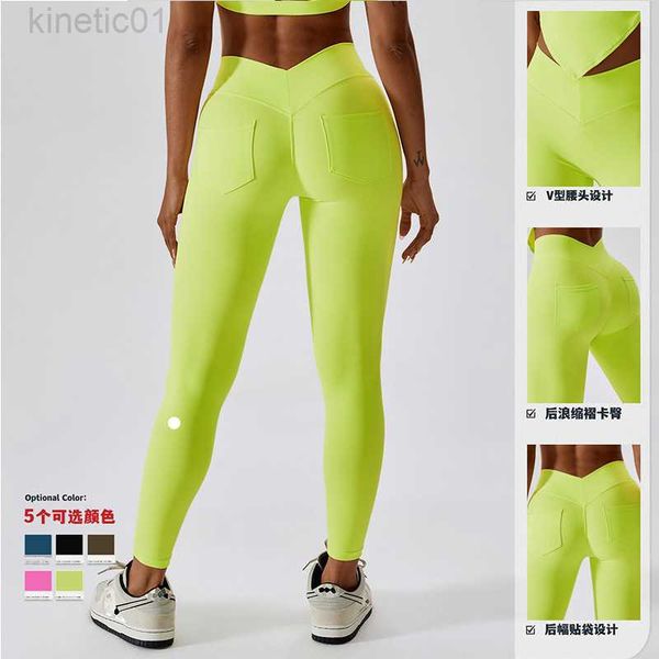 

desginer alo yoga legging american workwear pocket quick dried pants high waist and hip lift fitness body fitness barbie shaped pants, Black