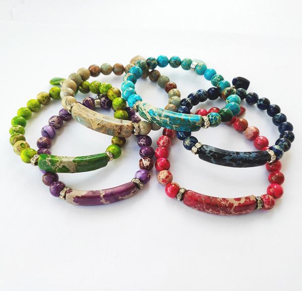 

new design imperial stone jewelry sea sediment imperial beads stretch energy yoga gift bracelets bg2931810285, Black
