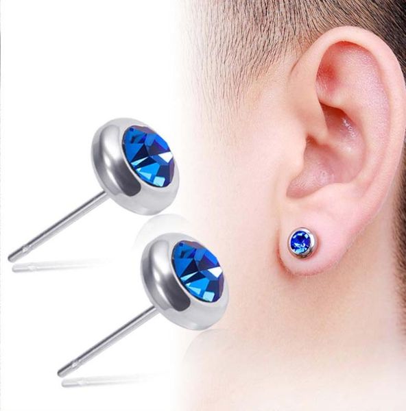

stainless steel diamond stud earrings women mens ear rings fashion jewelry will and sandy 3501993403601, Golden;silver