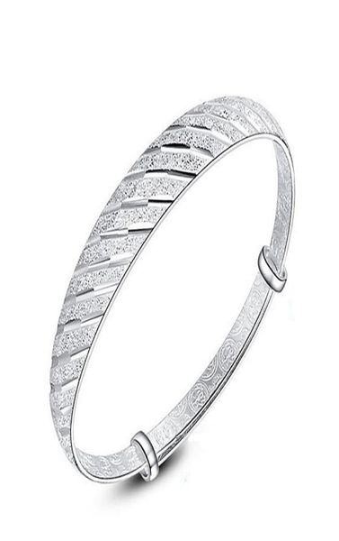 

new vintage ajustable carving bangle bracelet fashion 925 sterling silver plated bracelets jewelry women bangles nice gift3597919, Black