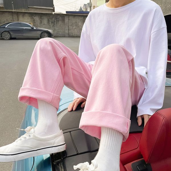 

men's jeans fashion pinkwhite thin denim couple summer straight casual jean pant streetwear anklelength pants s2xl 230707, Blue