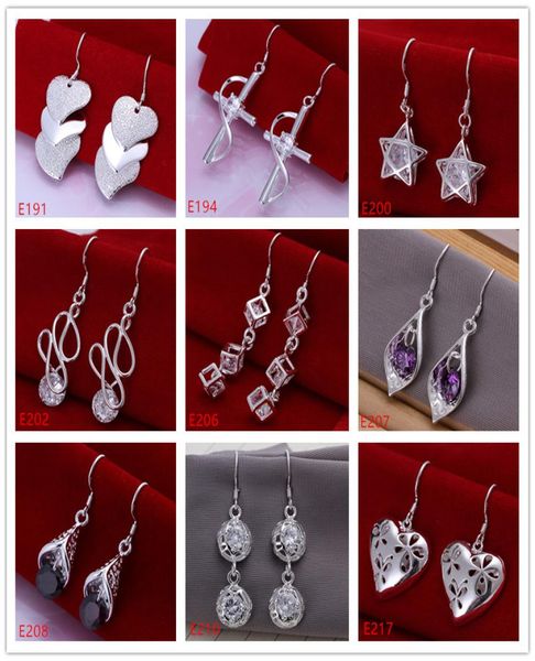 

high grade women039s gemstone sterling silver plated earring mixed style eme25whole fashion 925 silver plate dangle chande9462954