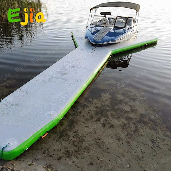 

ejia inflatable y shape pontoon boat dock floating motor boat parking dock for boat and yacht parking