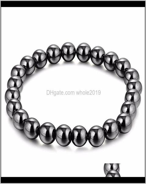 

beaded strands bracelets drop delivery 2021 black hematite 8mm ball bead magnetic therapy magnet stone bracelet relieve arthritis 9298830