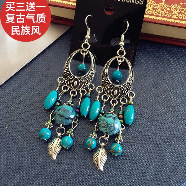 

other fashion accessories bohemian national style ancient silver earrings goddess jewelry show face thin earrings tassel long earrings