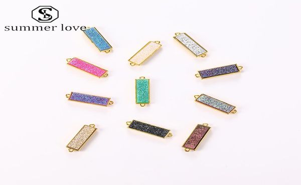 

whole rectangle drusy druzy resin good quality pendant gold crystal for bangle bracelet necklace diy making jwerly for womeny6043755, Bronze;silver