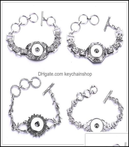 

charm bracelets jewelry vintage mixed styles 18mm snap button heart bracelet sier gold link chain three snaps buttons for women me8091054, Golden;silver