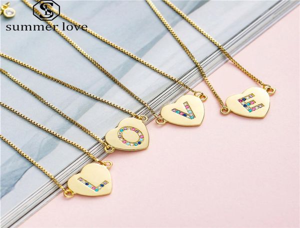 

26 initial letter heart bracelet hand catenary gold plated cubic zirconia a to z adjustable english alphabet bracelet for women m4437906, Black