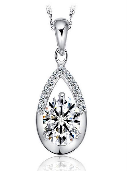 

water drop crystal pendant necklace women with fashion charms necklace ladies popular 925 sterling silver pendant5728565