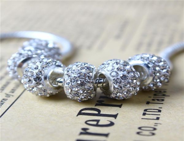 

white crystal clay charm bead 925 silver plated fashion women jewelry stunning european style for bracelet necklace panmf-049118020, Bronze;silver