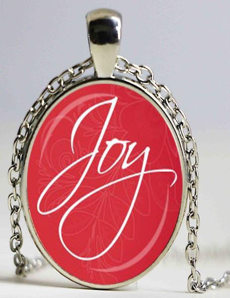 

christmas joy pendant red and white joy necklace holiday jewelry inspirational spiritual message gift for her8380281, Silver