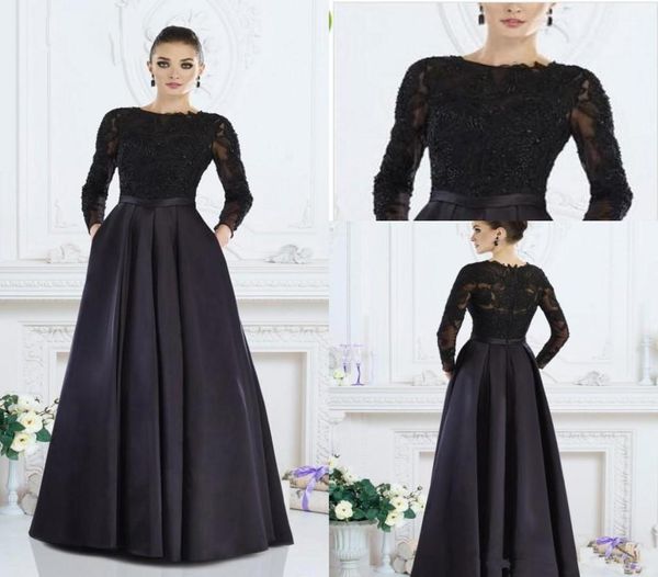 

janique mother of the bride dresses black long sleeves formal gowns aline jewel lace beaded custom made women evening dresses wea8201358, Black;red