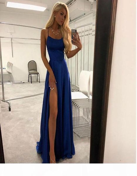 

royal blue prom dress long side split pageant formal evening dress custom a line cocktail party gowns7330125, Black