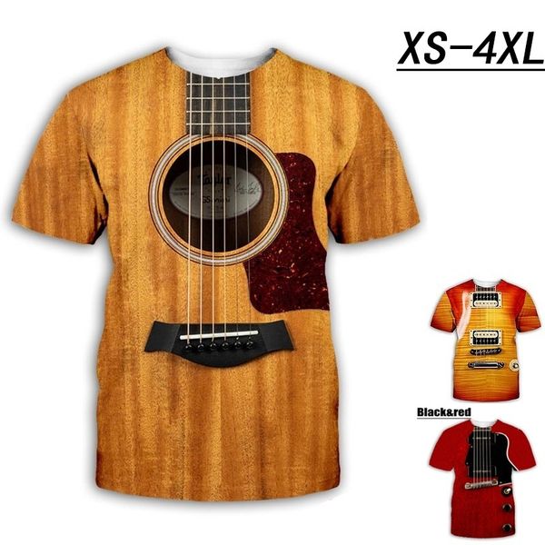 

men's tshirts funny guitar 3d print tshirt men women short sleeves tees 230707, White;black