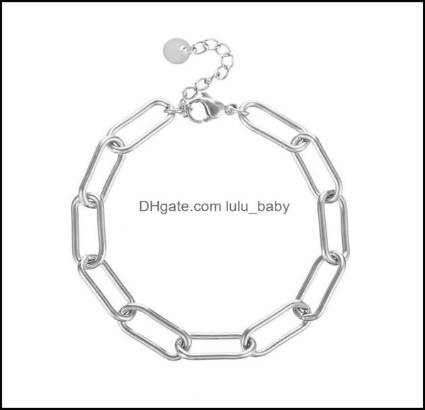 

link chain bracelets jewelry fashion simple retro geometric bamboo paperclip stainless steel gold bracelet drop delivery 2021 2f8f3005504, Black