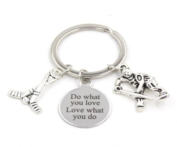 

new arrival stainless steel key chain key ring sport ice hockey key chain keyring hockey lover gifts for men women jewelry6953348, Slivery;golden