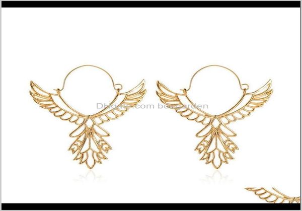 

dangle chandelier jewelry european and american fashion angel wings ethnic style hollow eagle peace sign earrings wholes4442949, Silver